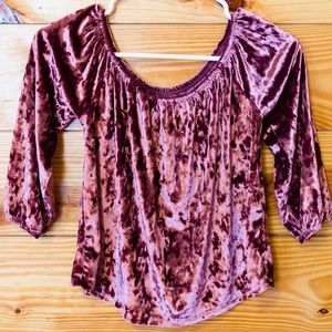 Crushed Velvet Off Shoulder Crop Top